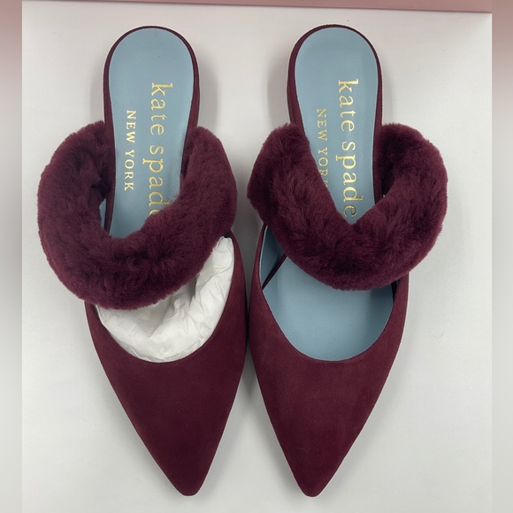 Kate Spade NWT Marielle Mules Suede NIB in Grenache Color Women’s Size 6B - Picture 14 of 16